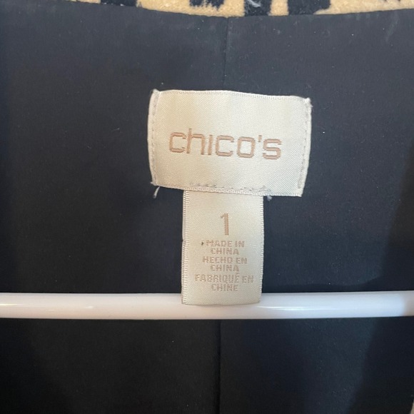 Chicos Leopard Print Velvet Blazer Jacket Women's Size 1 Medium Open Front - Picture 2 of 8